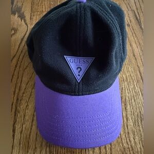 GUESS Two-Tone Black and Purple Fleece Hat